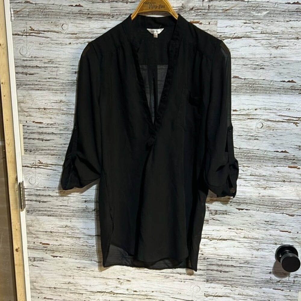 Stella tweed black sheer top size medium